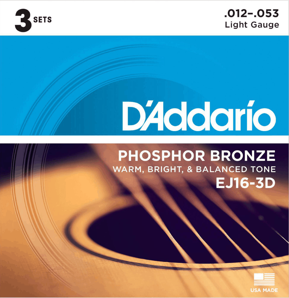 D'Addario EJ16-3D Fosfor Akoestische Gitaarsnaren (3-Pack) | Guitar Center