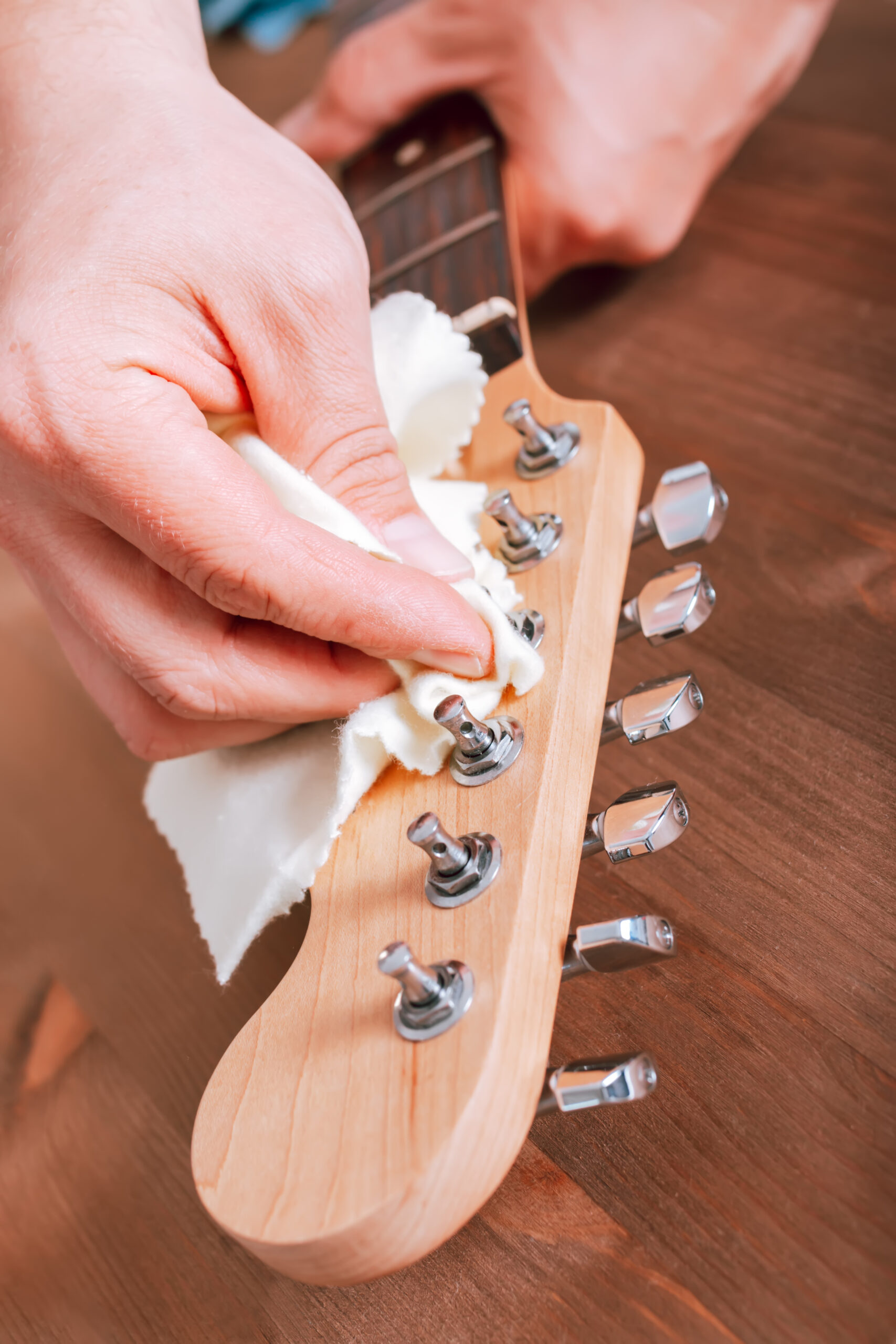 cleaning guitar