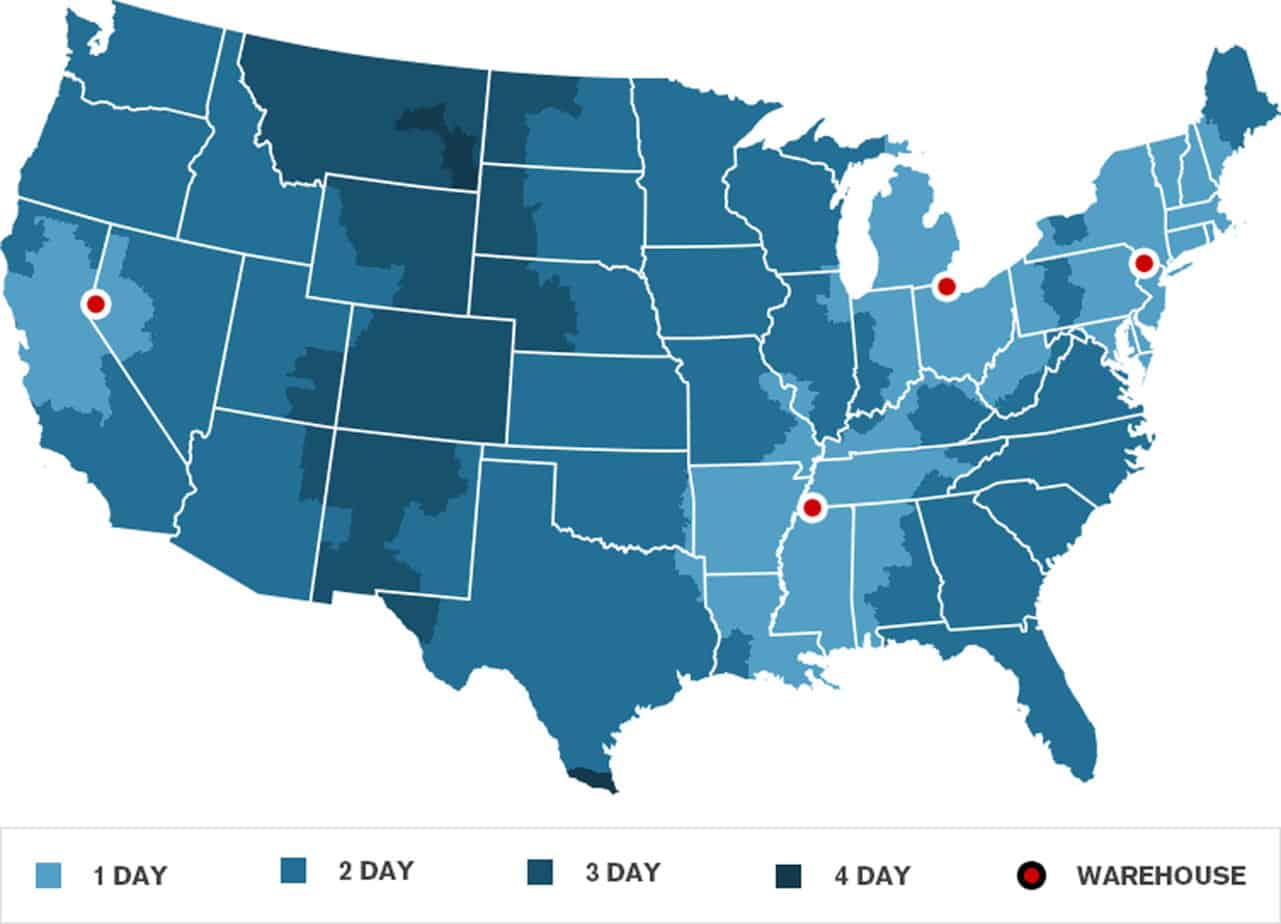 zzounds shipping map